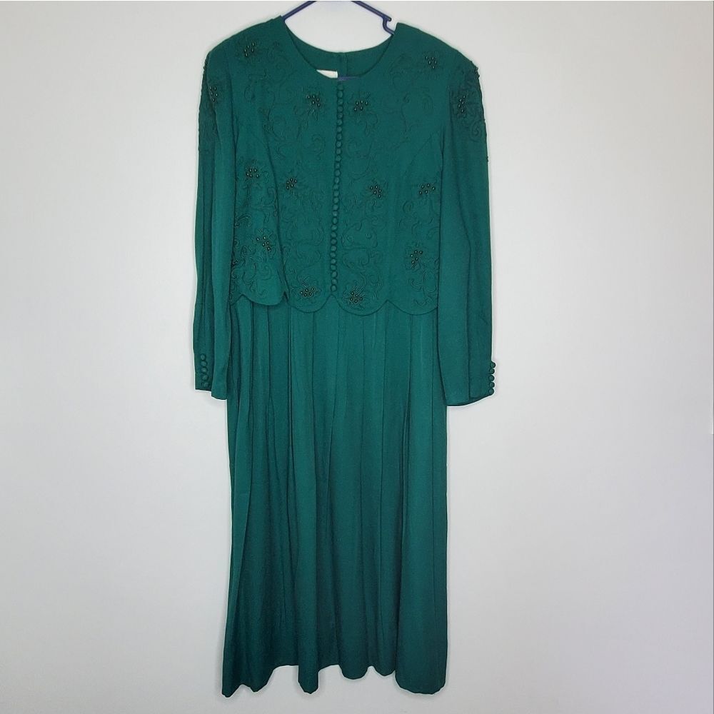 Plaza South 14 Emerald Green Dress Modest Church Southern Sunday Best